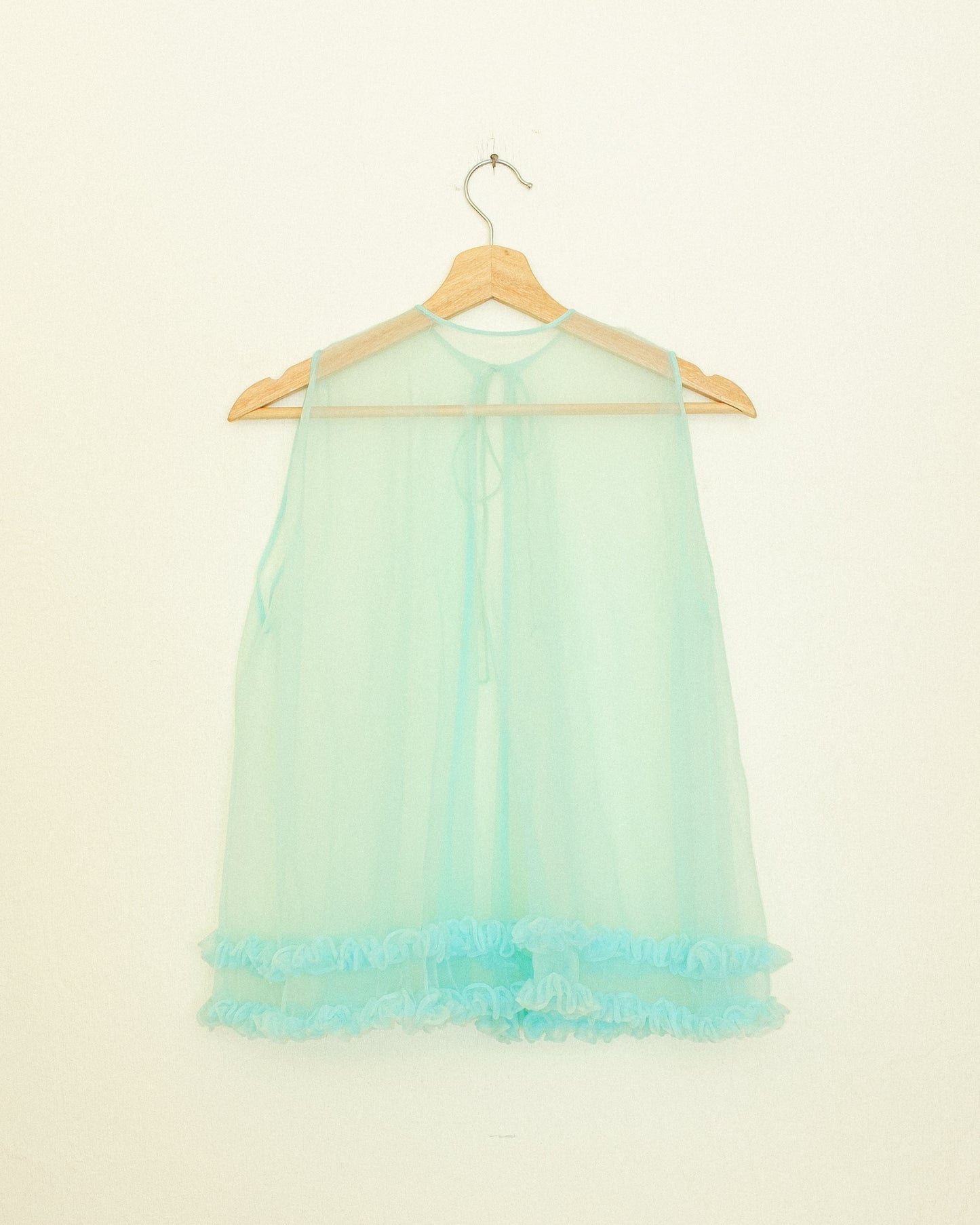 Sheer Ruffle Top - Aqua
