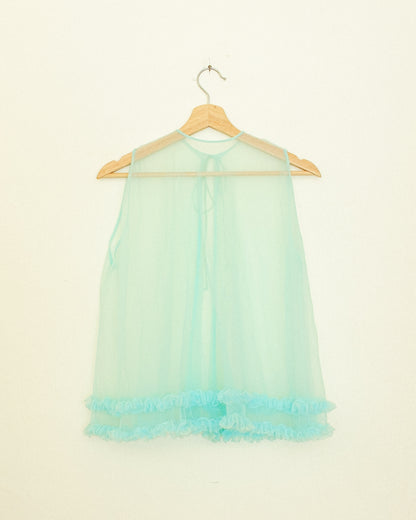 Sheer Ruffle Top - Aqua