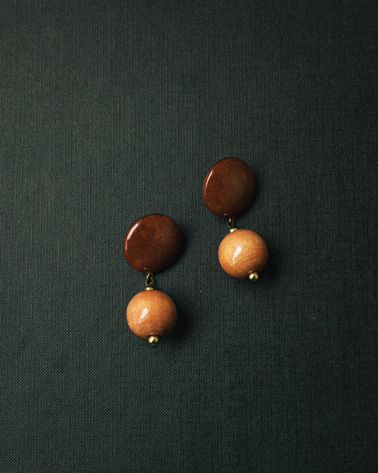 Mid-century Wooden Bead Earrings