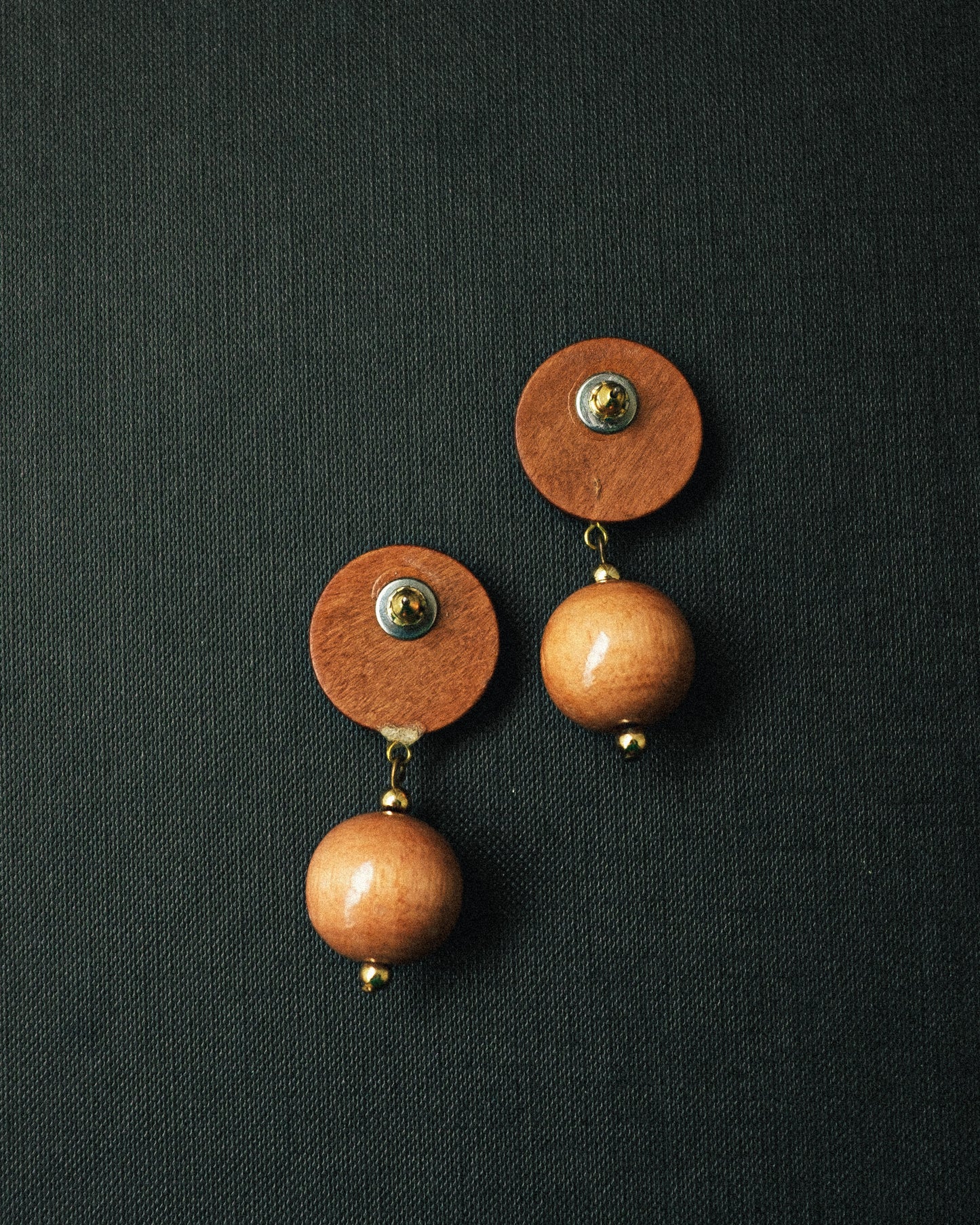 Mid-century Wooden Bead Earrings