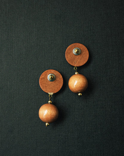 Mid-century Wooden Bead Earrings