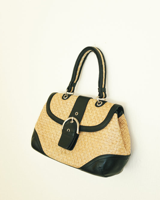 Big Buckle Woven Handbag