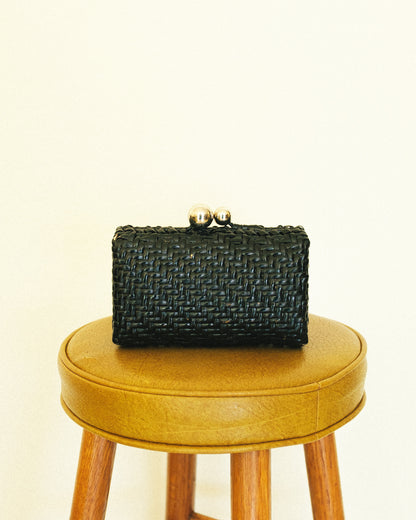 Noir Basketweave Clutch