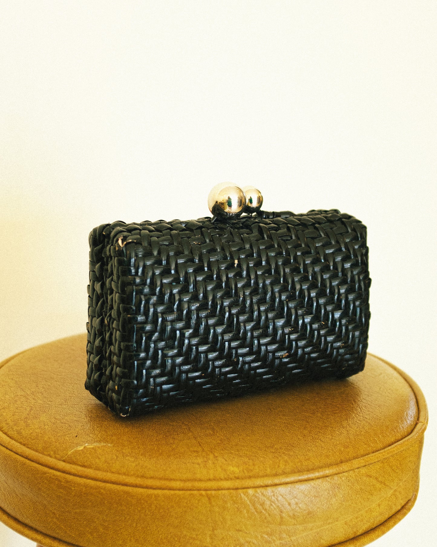 Noir Basketweave Clutch