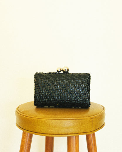Noir Basketweave Clutch