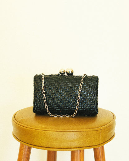 Noir Basketweave Clutch