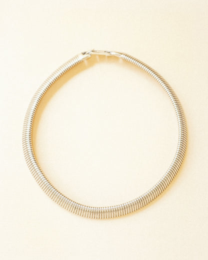 Ribbed Silver Collar Necklace