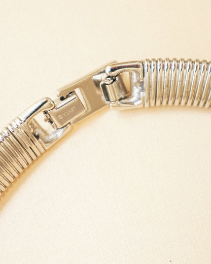 Ribbed Silver Collar Necklace