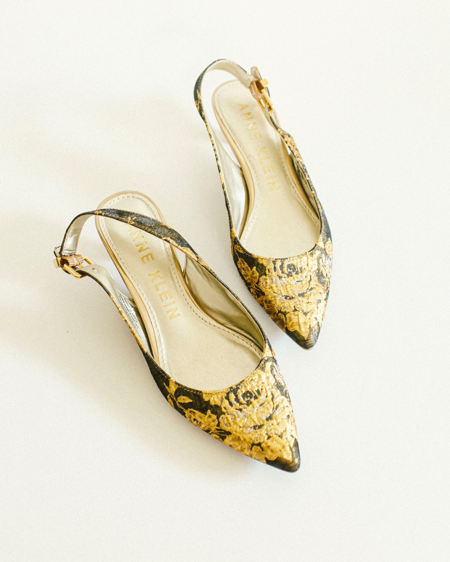 Gold Brocade Slingbacks 6.5