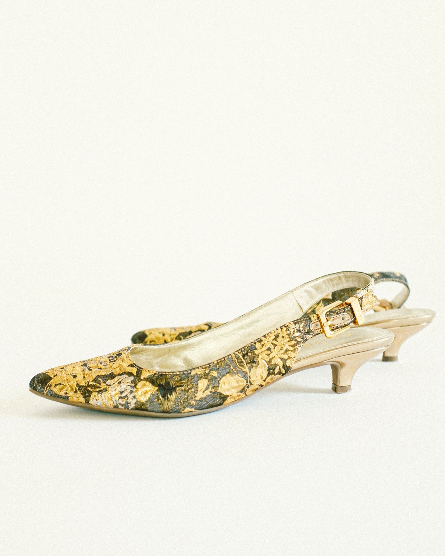 Gold Brocade Slingbacks 6.5