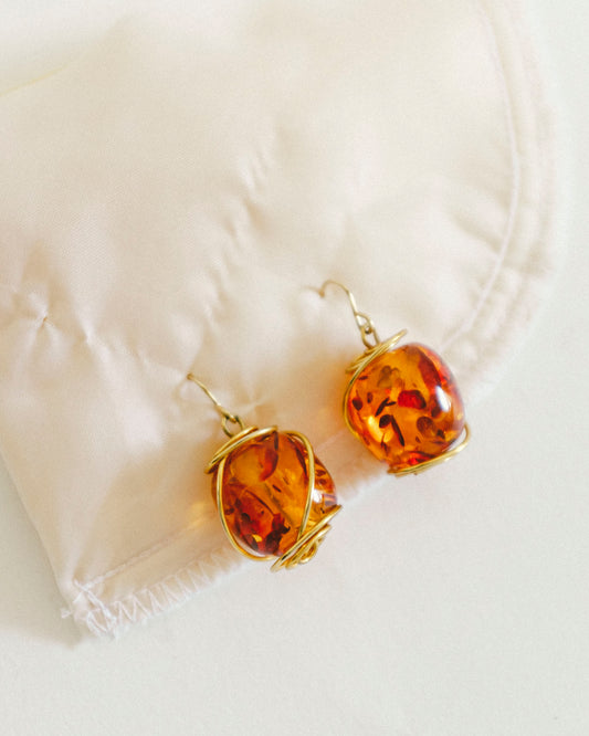 70's Amber Lucite Earrings