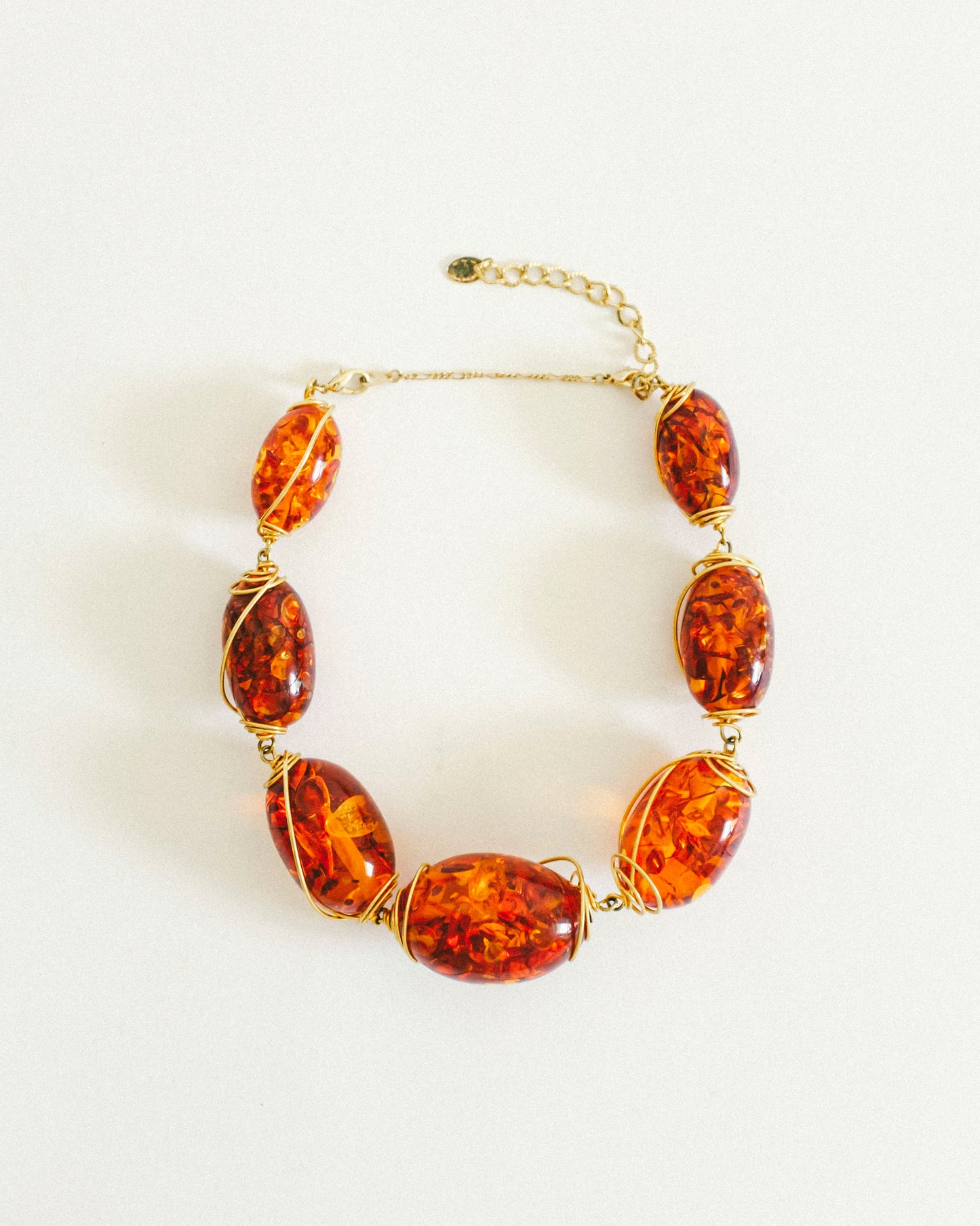 70's Oversized Amber Lucite Necklace