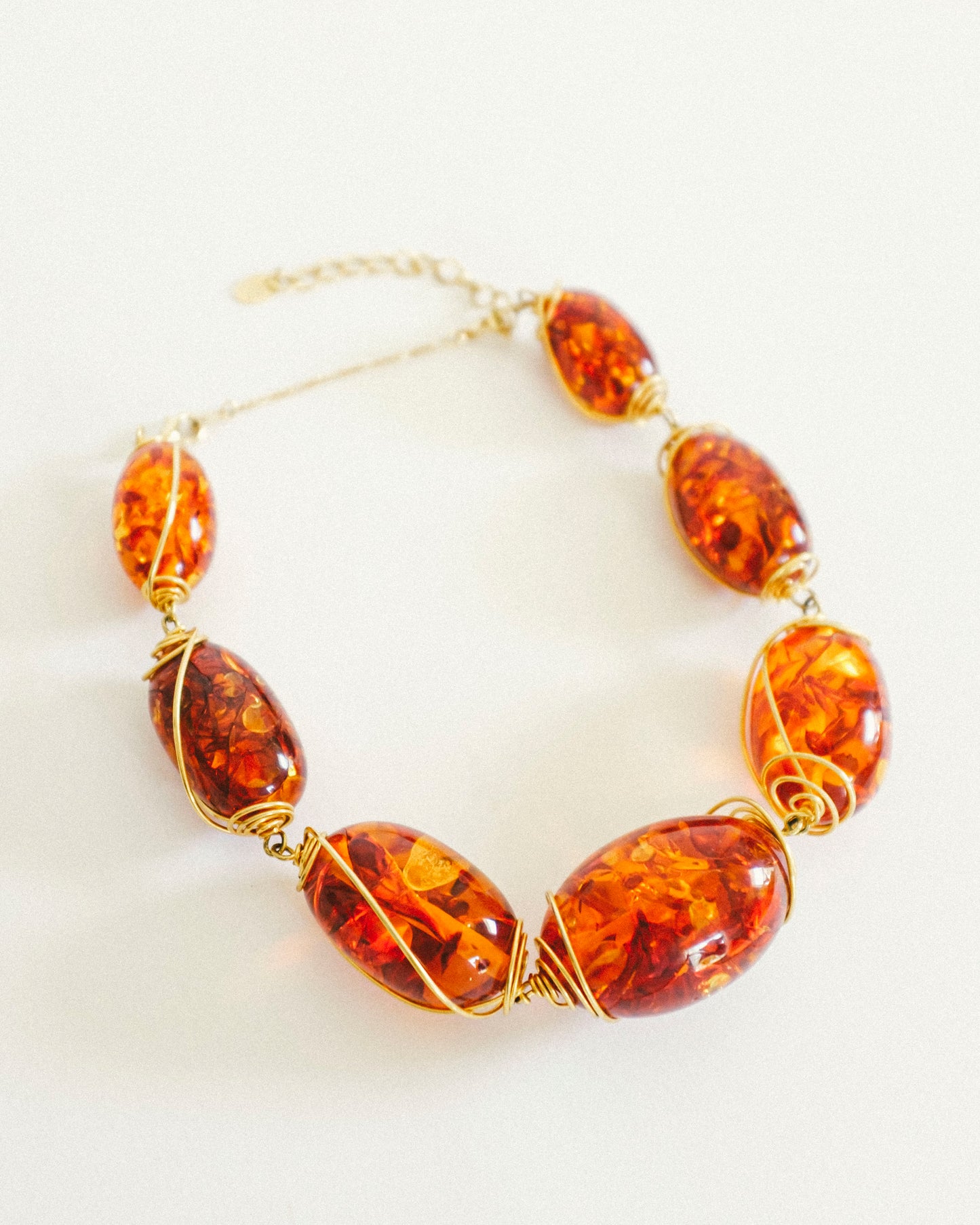 70's Oversized Amber Lucite Necklace