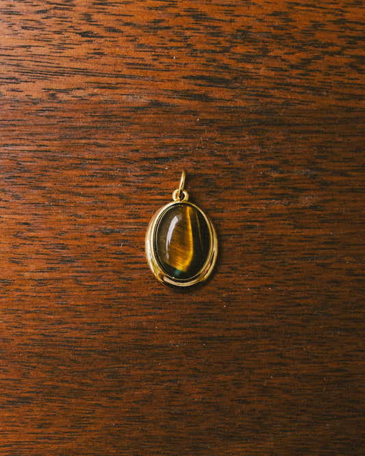 Cabochon Gemstone Charm: Tiger's eye