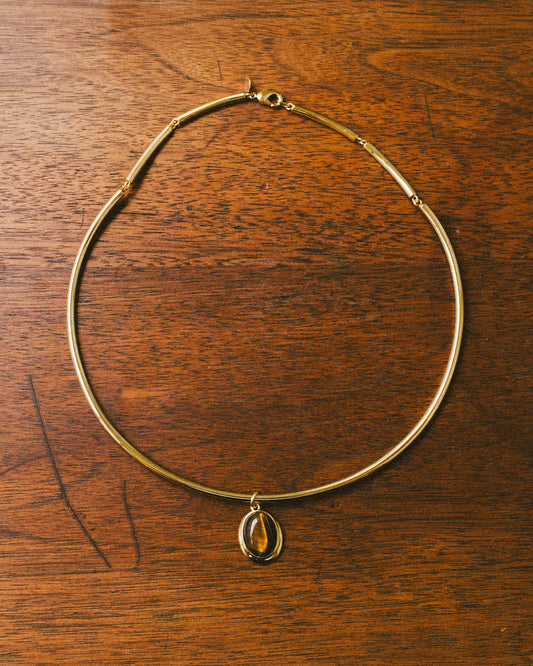 Cabochon Gemstone Charm: Tiger's eye