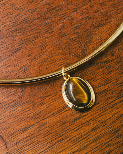 Cabochon Gemstone Charm: Tiger's eye