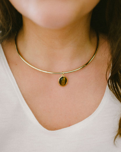 Cabochon Gemstone Charm: Tiger's eye
