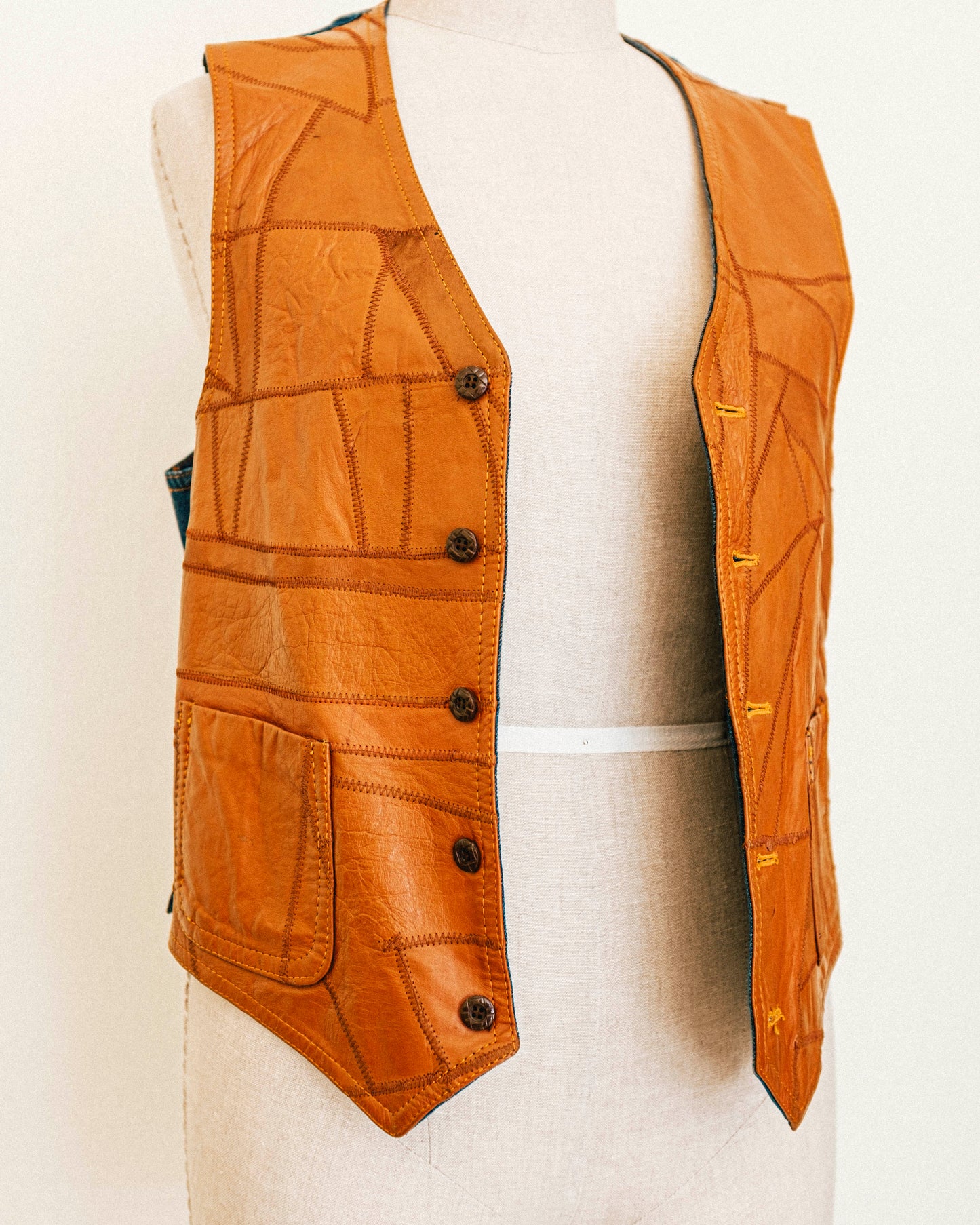 Patchwork Leather Vest