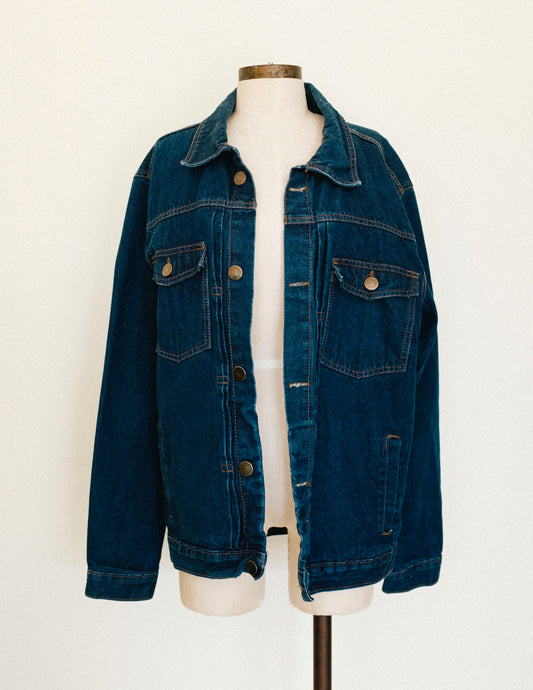 Oversized Denim Jacket - Dark