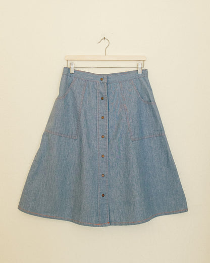 Chambray Button Skirt