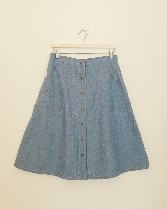 Chambray Button Skirt