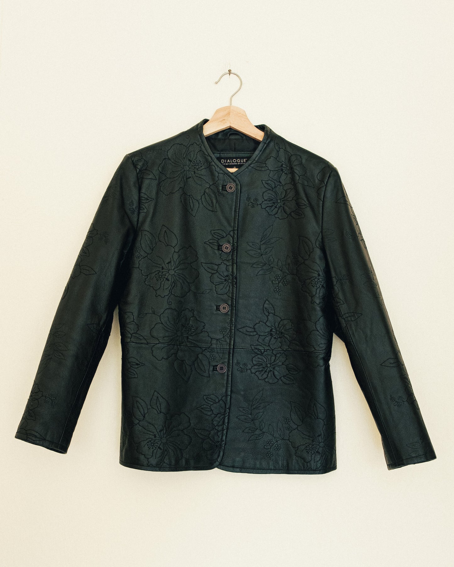 Rose Embroidered Leather Jacket