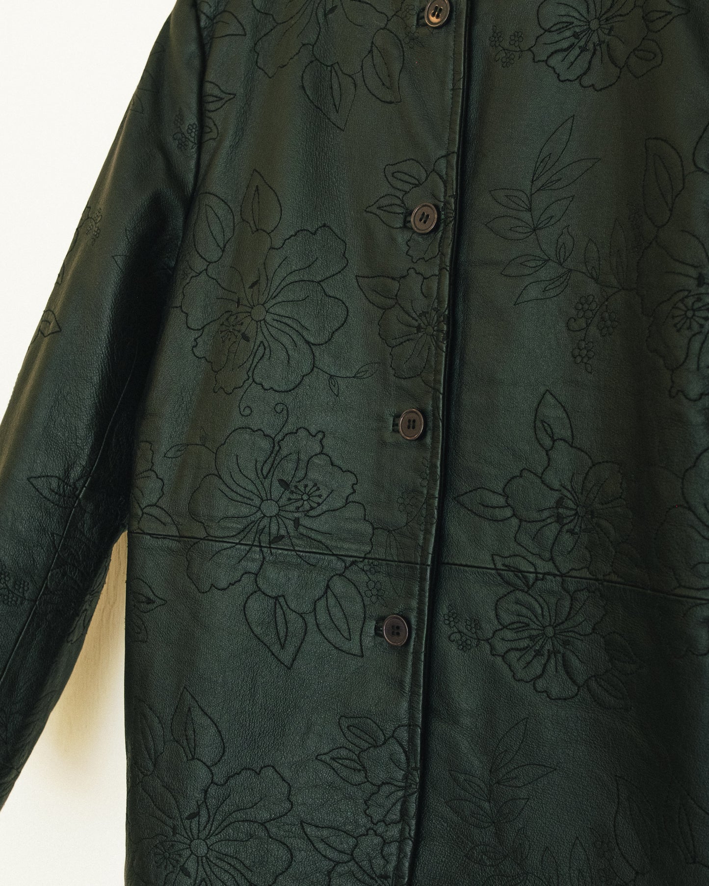 Rose Embroidered Leather Jacket