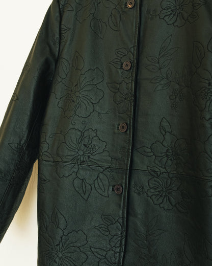 Rose Embroidered Leather Jacket