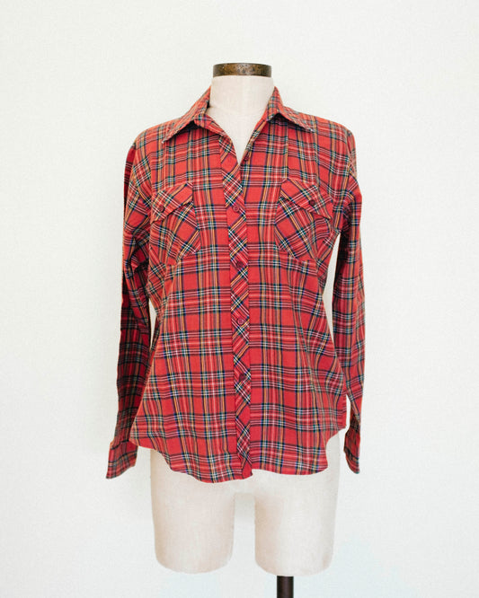 Brick Tartan Plaid Button Up