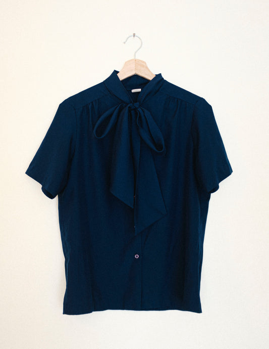 Navy Bow Blouse