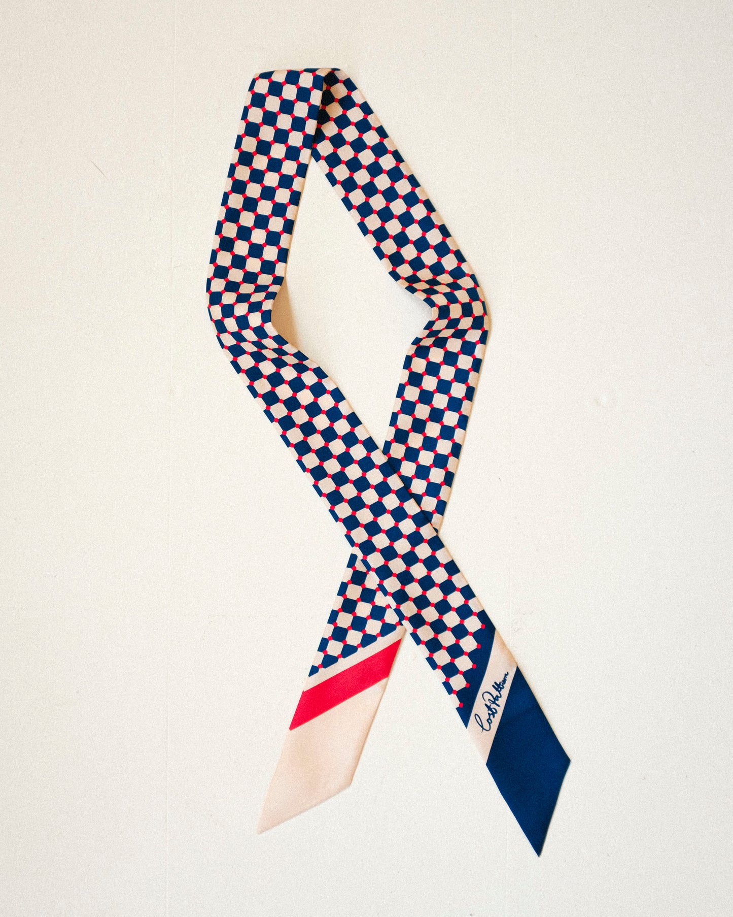 Checkerboard Silk Skinny Scarf