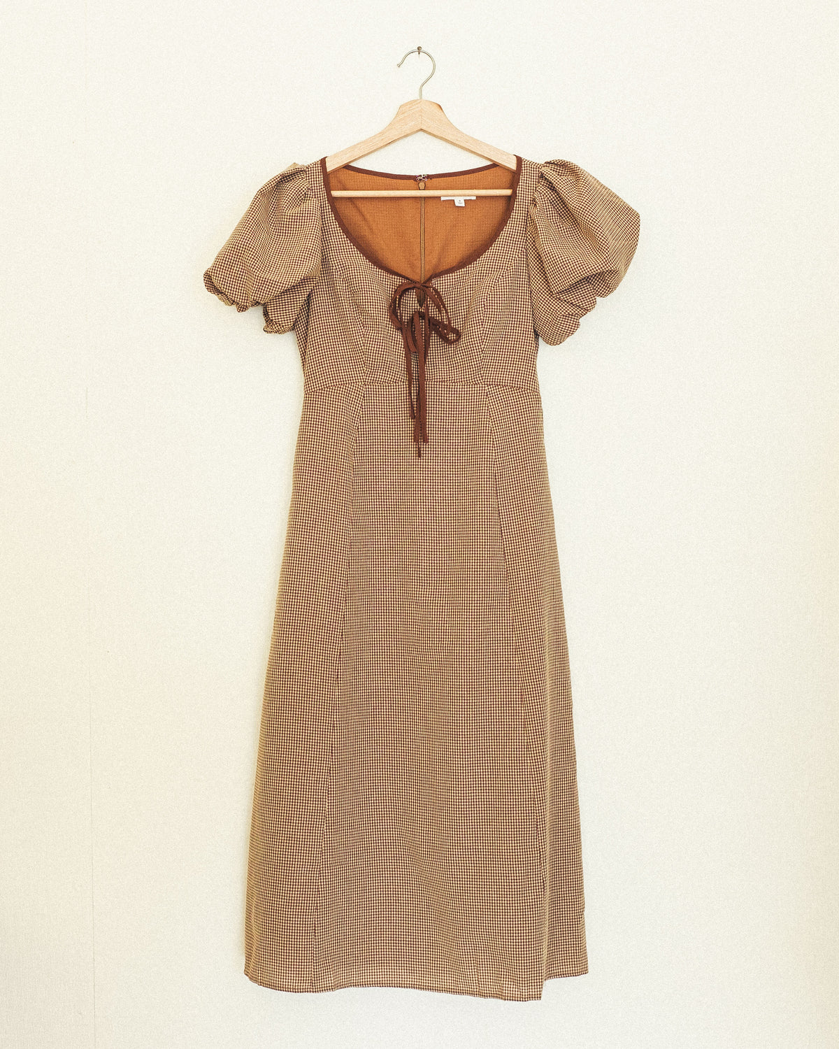 Cocoa Gingham Midi Dress
