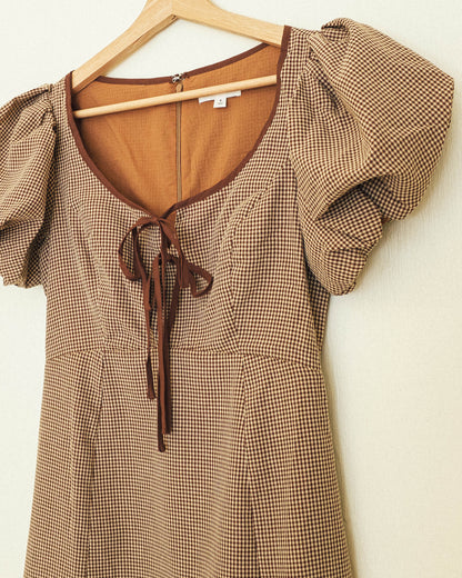 Cocoa Gingham Midi Dress