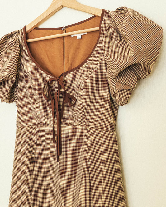 Cocoa Gingham Midi Dress