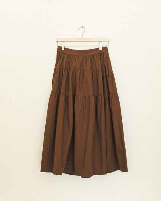 Poplin Gathered Midi Skirt