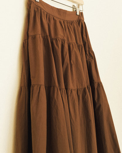 Poplin Gathered Midi Skirt