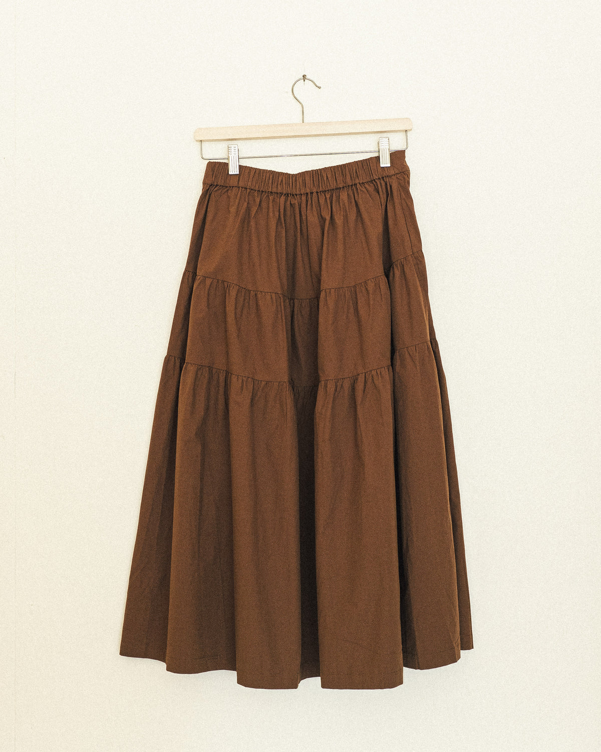 Poplin Gathered Midi Skirt