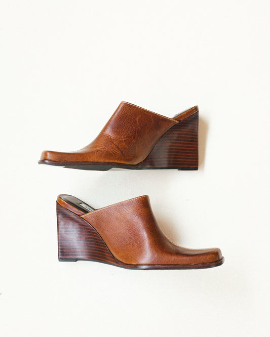 Chestnut Leather Mules 6.5