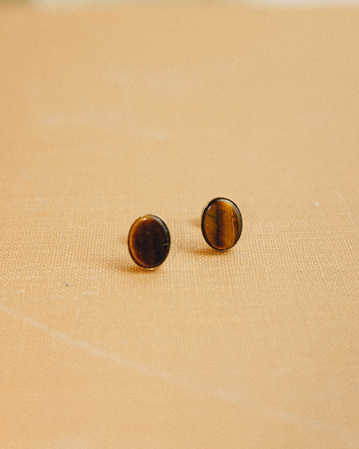 Tiger's Eye Oval Studs