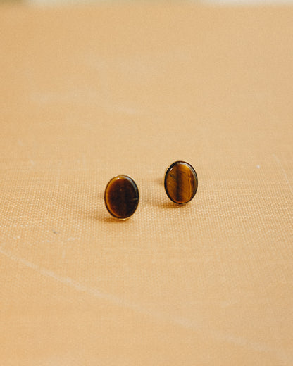 Tiger's Eye Oval Studs