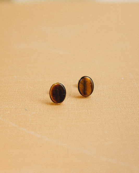 Tiger's Eye Oval Studs