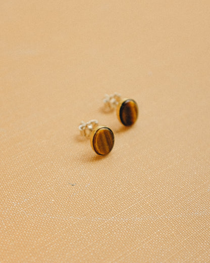 Tiger's Eye Oval Studs