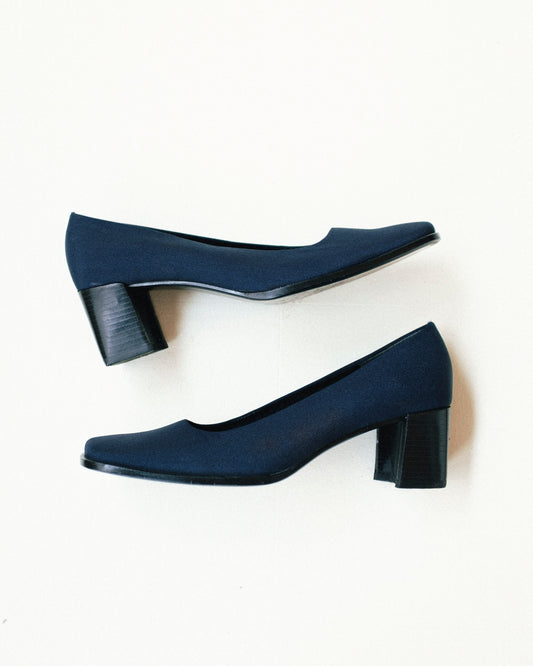 Navy Square Toe Pumps 6.5