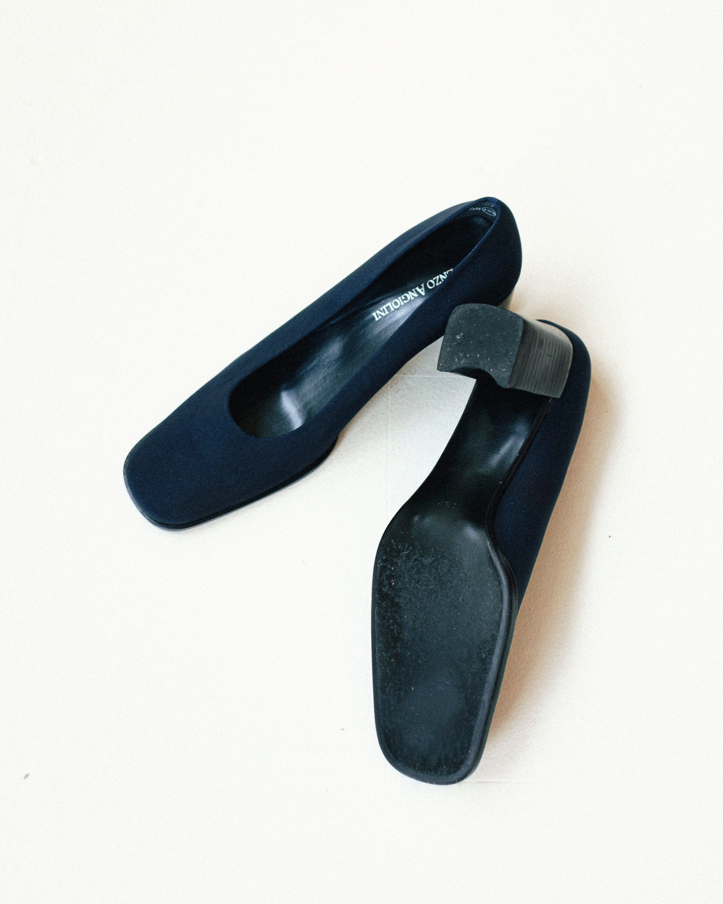 Navy Square Toe Pumps 6.5