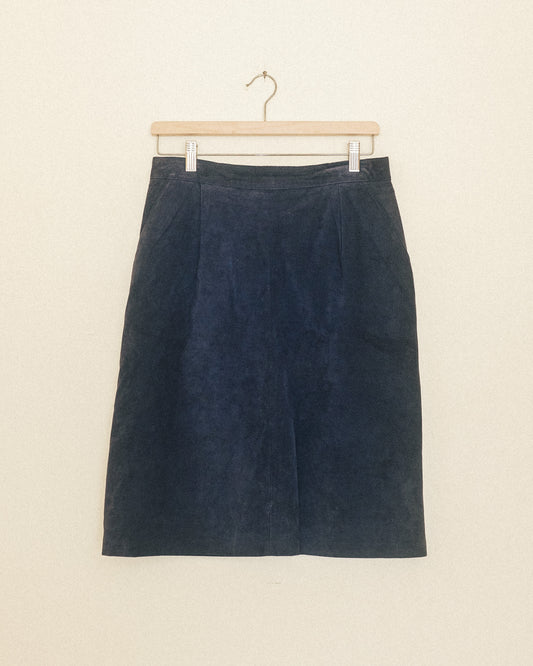 Blue Suede Pencil Skirt