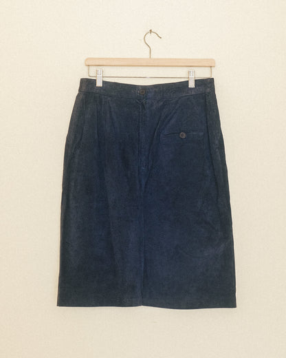 Blue Suede Pencil Skirt