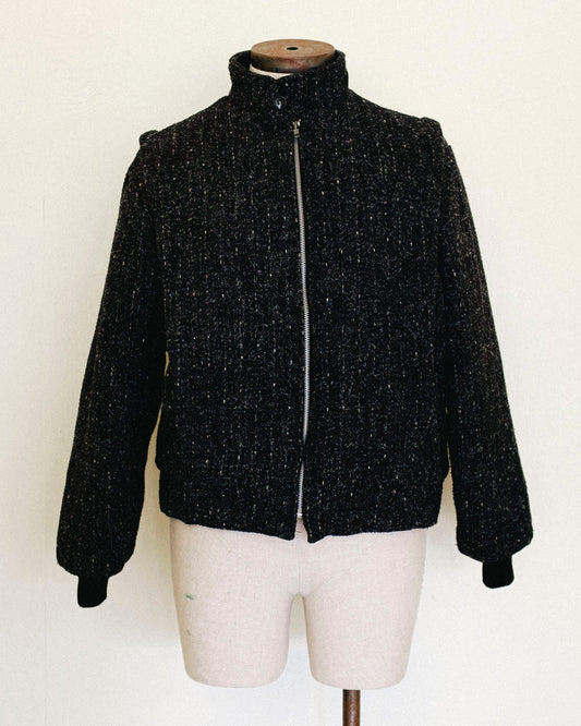 Coal Tweed Bomber Jacket