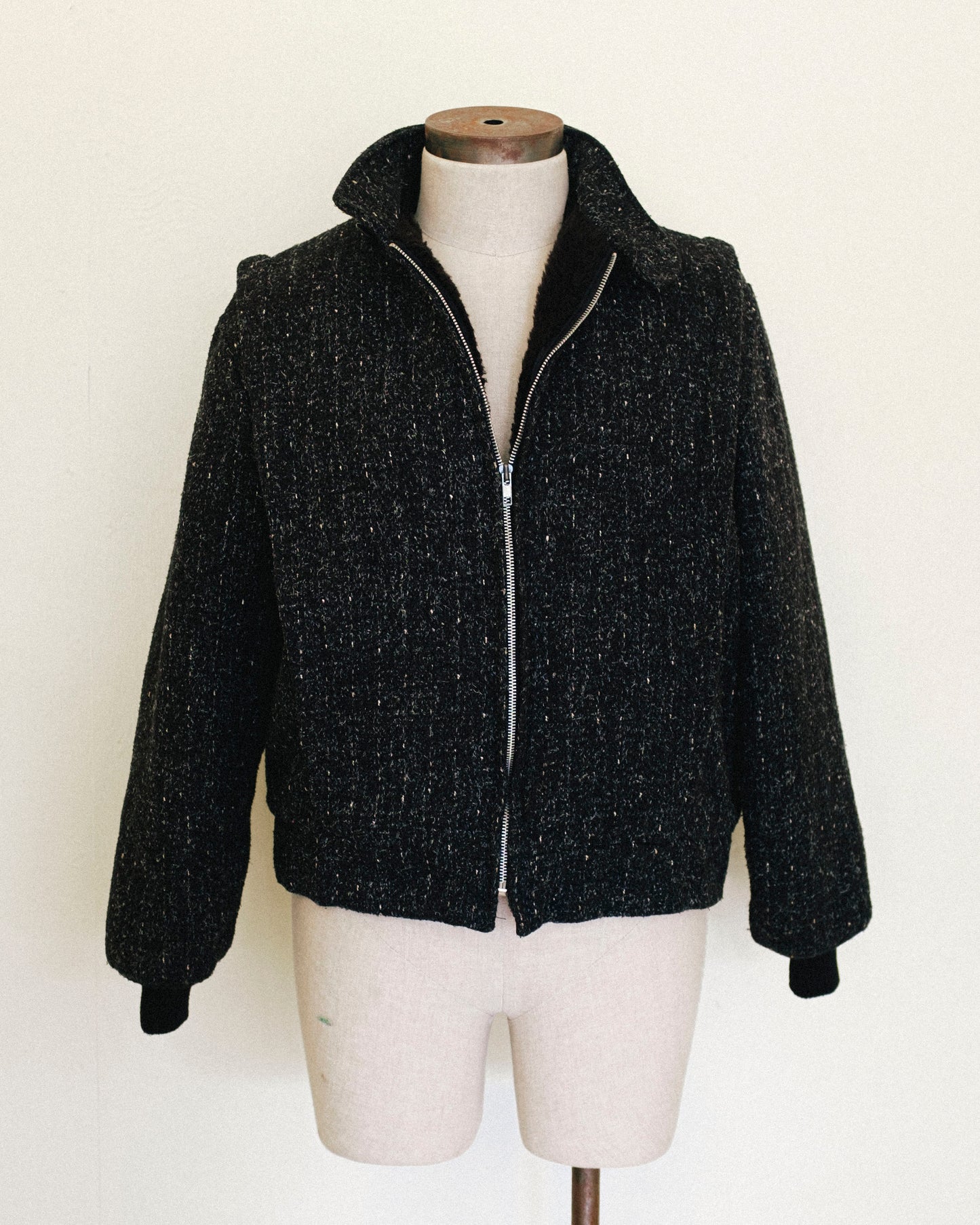 Coal Tweed Bomber Jacket