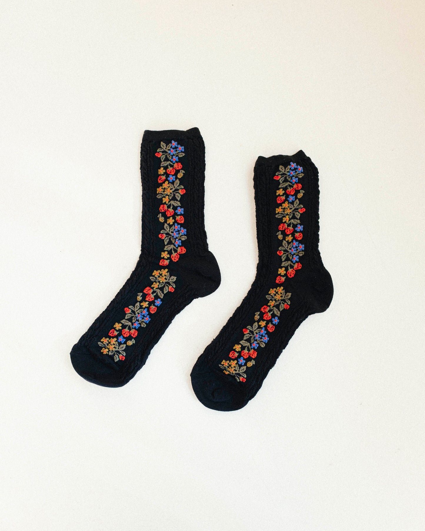 Strawberry Garden Socks - Noir