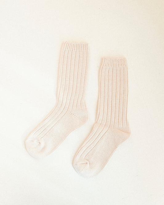 Chunky Ribbed High Socks - Natural